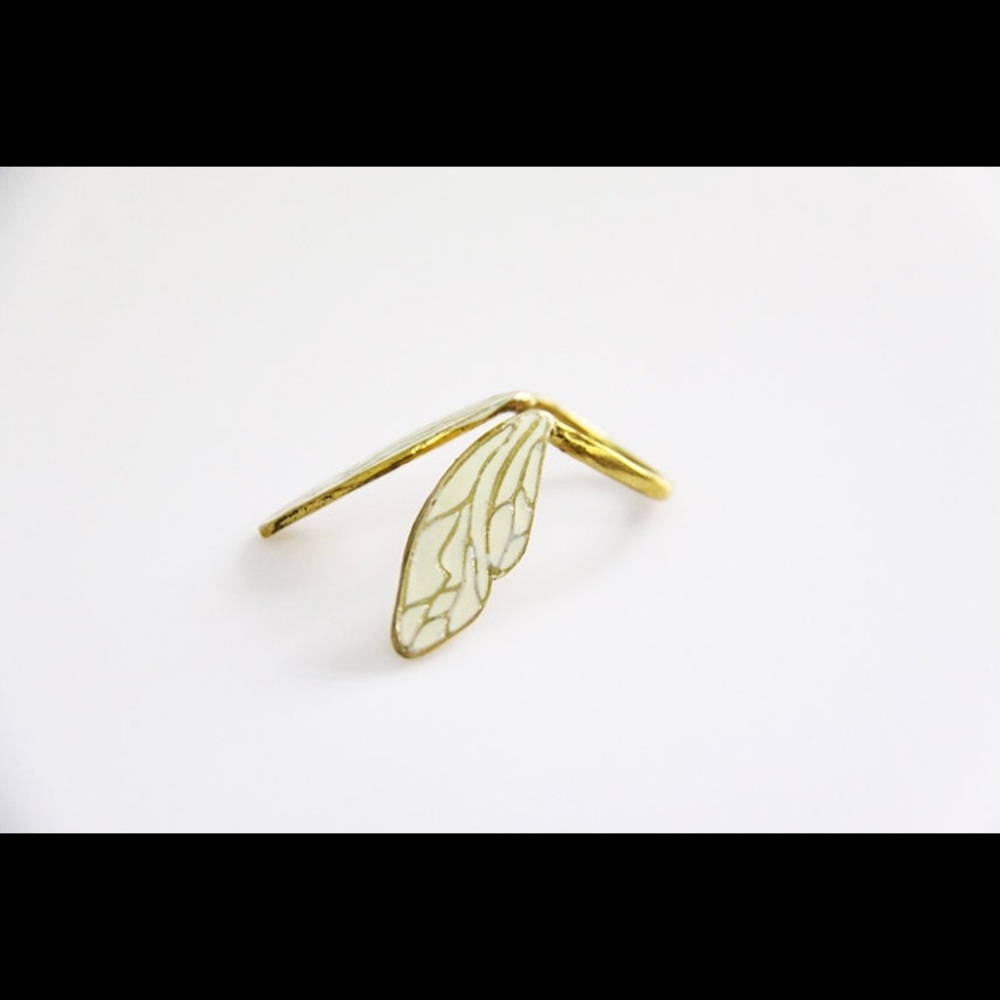 White Dragonfly Wings Ring Adjustable Vintage - image 5